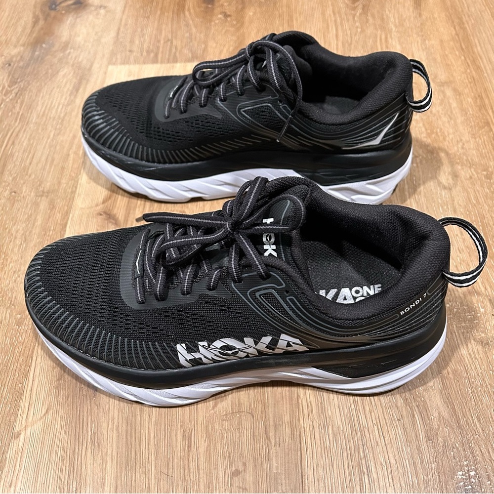 Hoka One One Bondi 7 Women's Running Shoes Black Athletic Sneakers Size 7D
